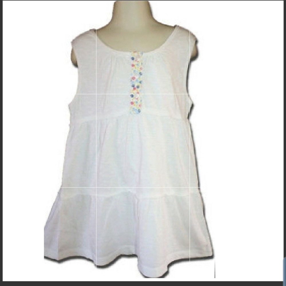 Girls Mini Boden Tiered White Jersey Top 7 8